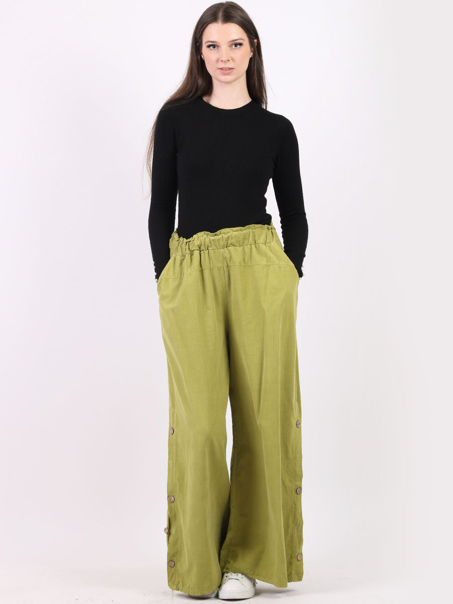 Plain Cotton Corduroy Wide Leg Trouser