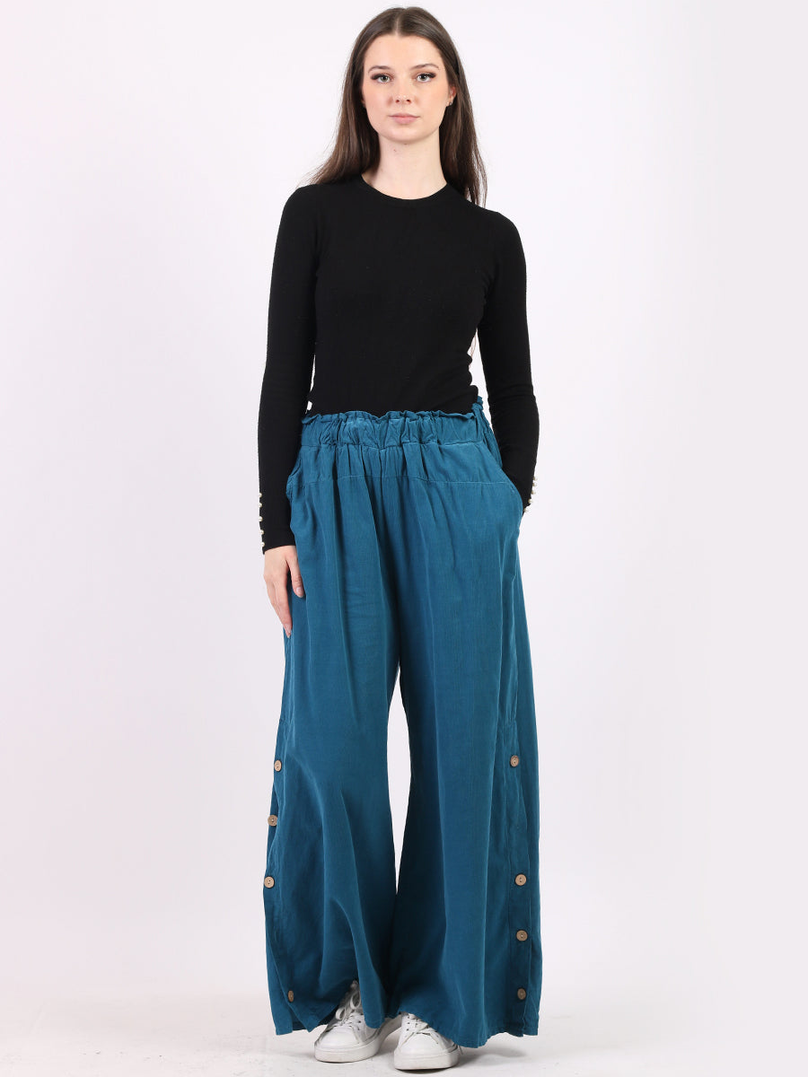 Plain Cotton Corduroy Wide Leg Trouser