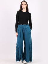 Plain Cotton Corduroy Wide Leg Trouser