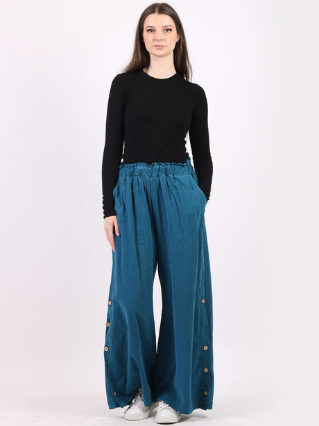 Plain Cotton Corduroy Wide Leg Trouser