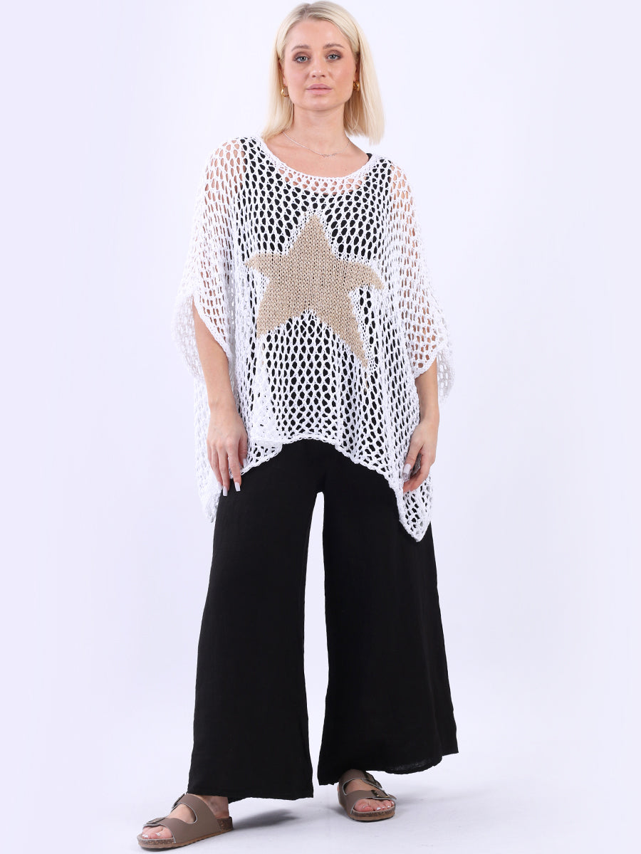 Star Knit Crochet Cotton Top