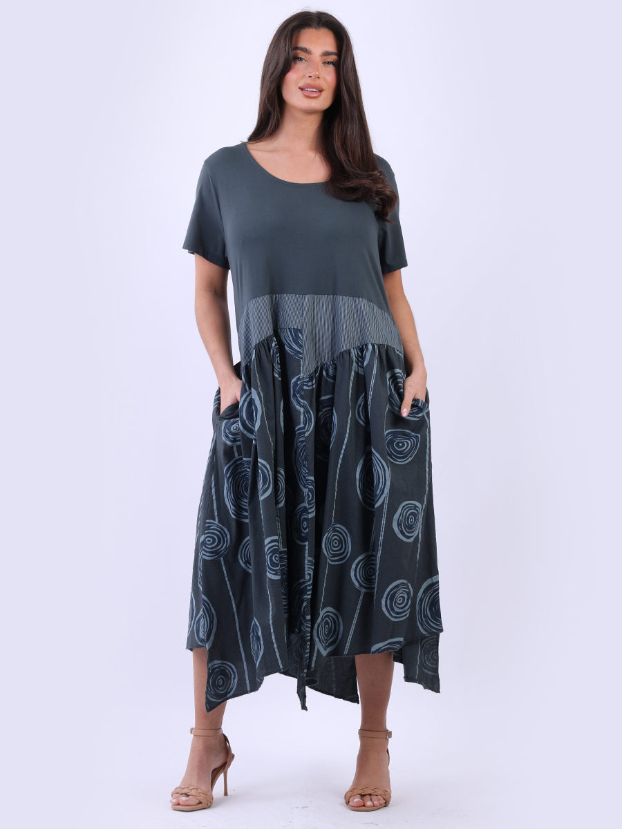 Ladies Plus Size Circle Print Cotton Slouchy Dress