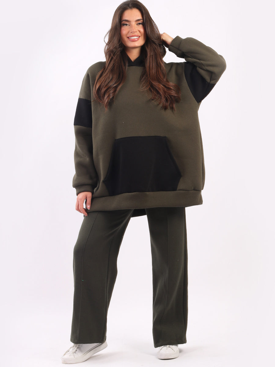 Plain Oversized Ladies Color Block Pullover Hoodie