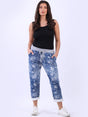 Cotton Floral Ladies Trouser Denim