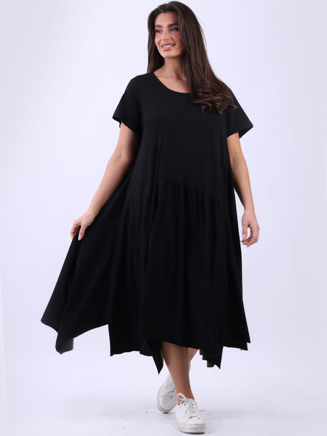 Plus Size Modish Flared Waist Down Cotton Swing Dress