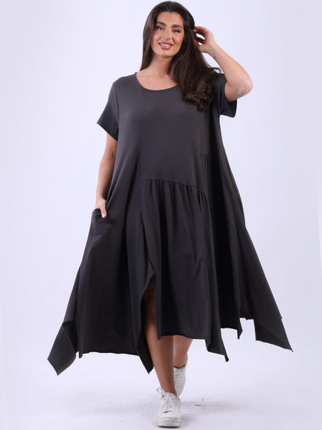 Plus Size Modish Flared Waist Down Cotton Swing Dress