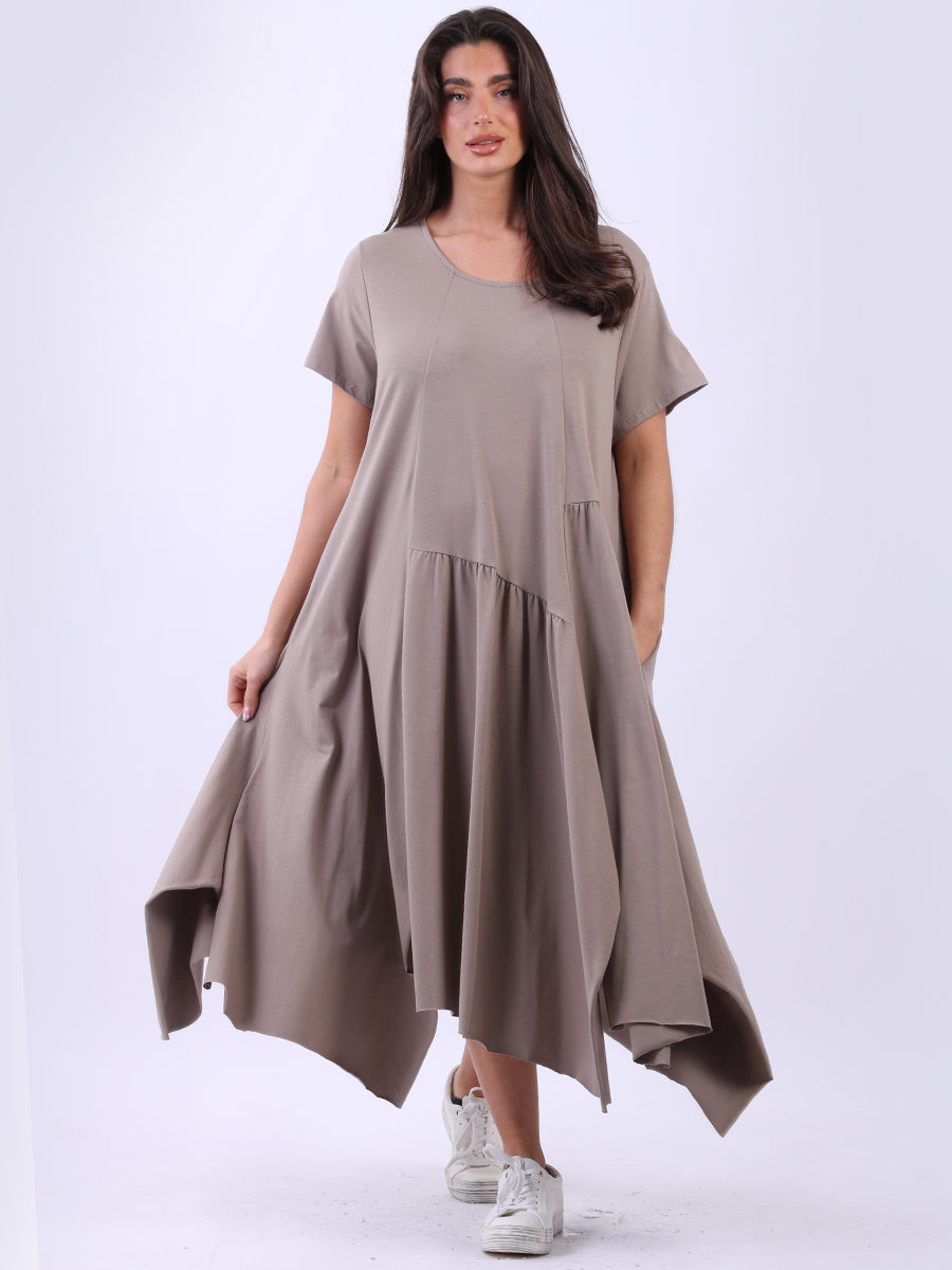 Plus Size Modish Flared Waist Down Cotton Swing Dress Mocha One Size UK Fit 12 18