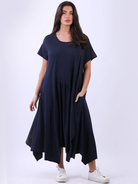 Plus Size Modish Flared Waist Down Cotton Swing Dress