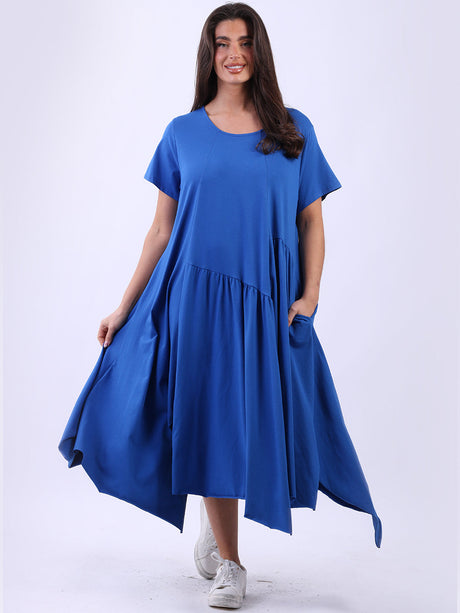 Plus Size Modish Flared Waist Down Cotton Swing Dress