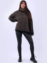 Cowl Neck Knitted Wool Striped Jumper