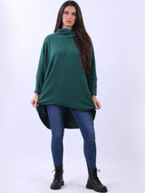 Cowl Neck Cotton  Batwing Jumper