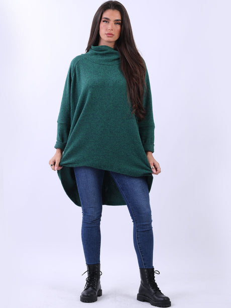 Cowl Neck Cotton  Batwing Jumper