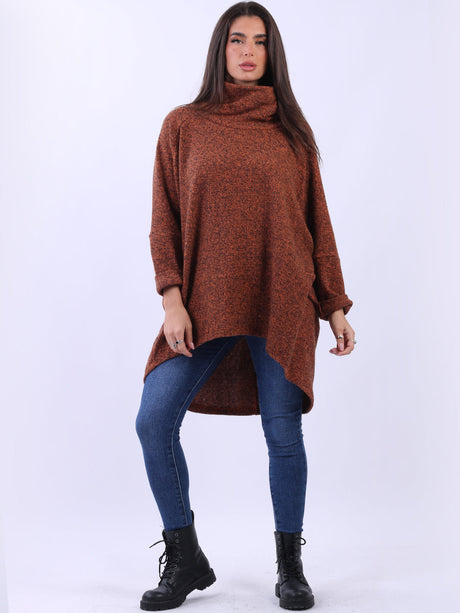 Cowl Neck Cotton  Batwing Jumper