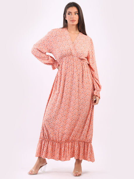 Ditsy Floral Shirred Boho Maxi Dress