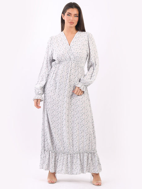 Ditsy Floral Shirred Boho Maxi Dress