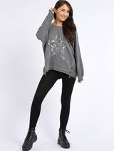 Fancy Star Foil Print Cotton Sweat Top