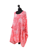 Ladies Floral Print Batwing Plus Size Cotton Tunic Top