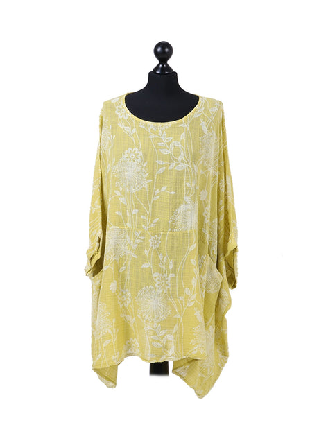 Ladies Floral Print Batwing Plus Size Cotton Tunic Top