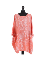 Ladies Floral Print Batwing Plus Size Cotton Tunic Top