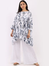 Ladies Floral Print Batwing Plus Size Cotton Tunic Top