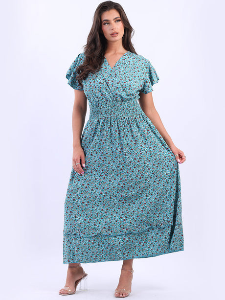 Ladies Plus Size Floral Boho Maxi Dress