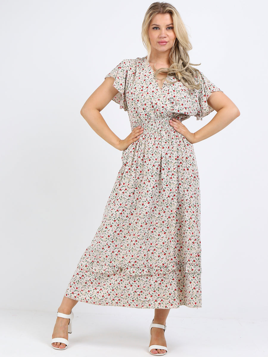 Pluss beige maxi dress top