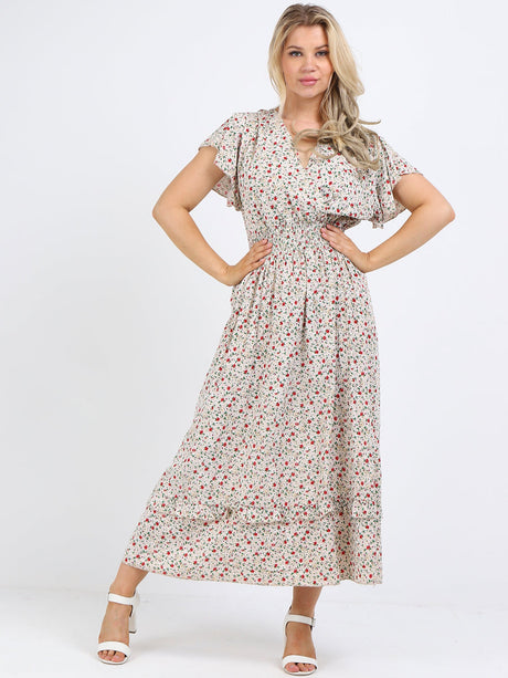 Ladies Plus Size Floral Boho Maxi Dress