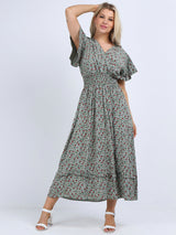 Ladies Plus Size Floral Boho Maxi Dress