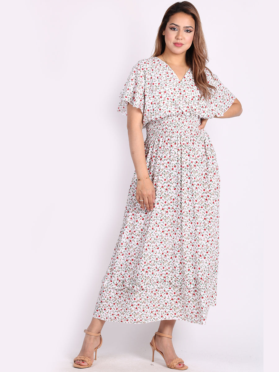 Ladies Plus Size Floral Boho Maxi Dress