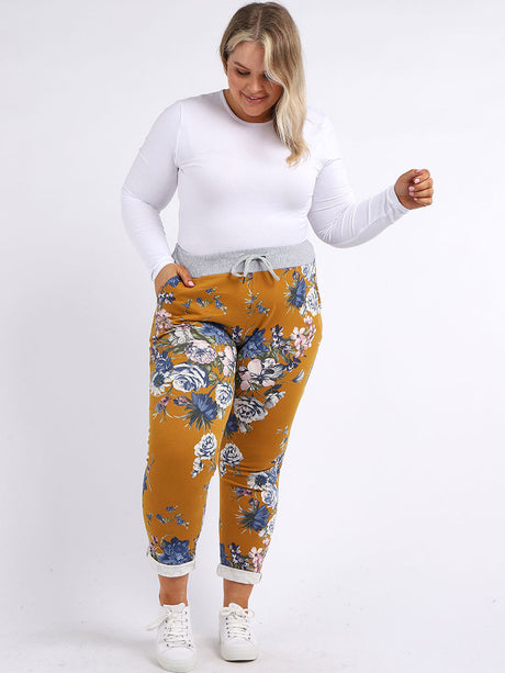 Ladies Cotton Floral Print Relaxed Fit Trouser