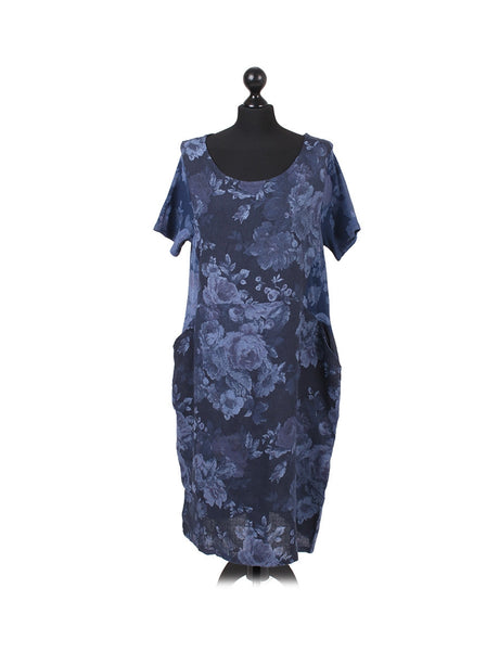 Ladies Plus Size Floral Linen Dress