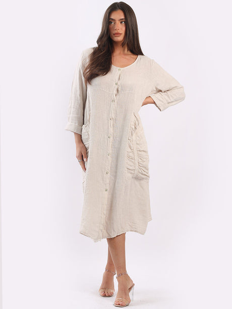 Lagenlook Mid Length Linen Dress