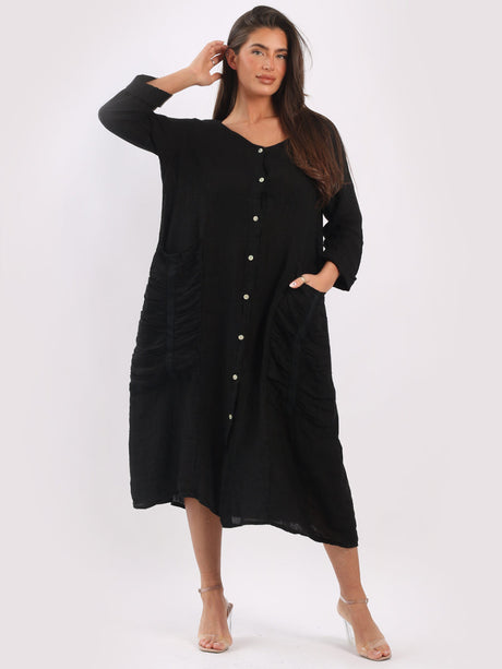 Lagenlook Mid Length Linen Dress