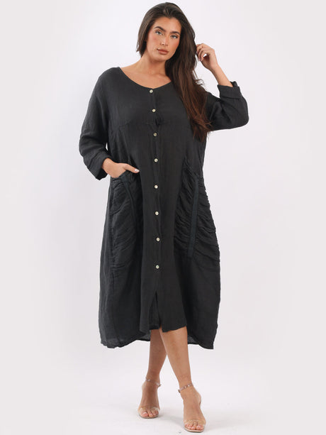 Lagenlook Mid Length Linen Dress