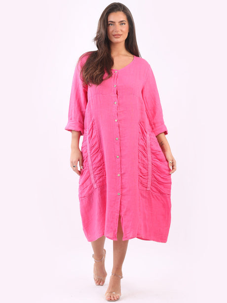 Lagenlook Mid Length Linen Dress