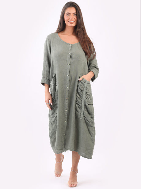 Lagenlook Mid Length Linen Dress