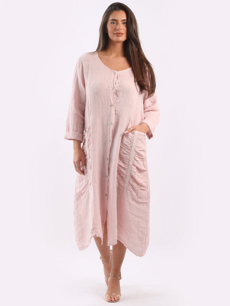 Lagenlook Mid Length Linen Dress