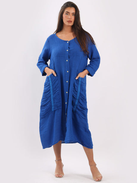 Lagenlook Mid Length Linen Dress