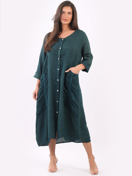 Lagenlook Mid Length Linen Dress