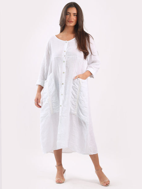 Lagenlook Mid Length Linen Dress