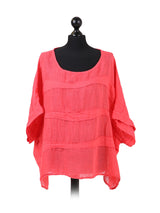 Ladies Oversized Front Patches Linen Top