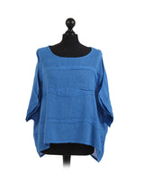 Ladies Oversized Front Patches Linen Top