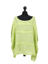 Ladies Oversized Front Patches Linen Top