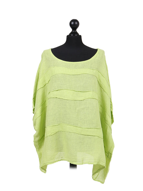 Ladies Oversized Front Patches Linen Top