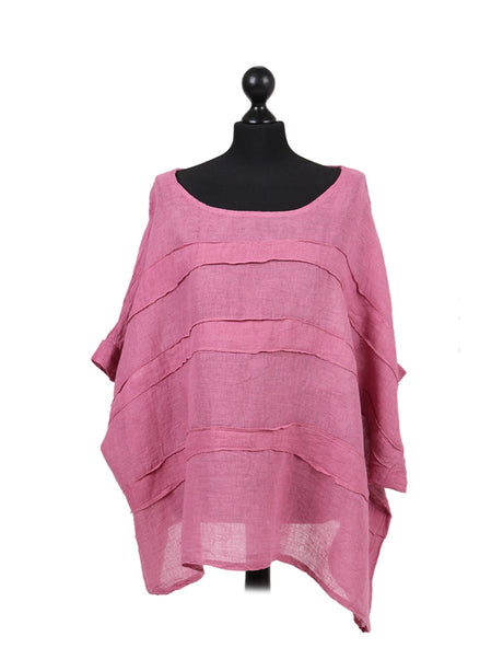 Ladies Oversized Front Patches Linen Top