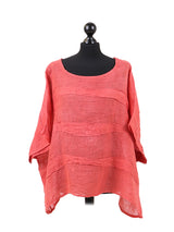 Ladies Oversized Front Patches Linen Top