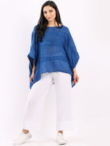 Ladies Oversized Front Patches Linen Top