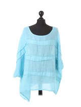 Ladies Oversized Front Patches Linen Top