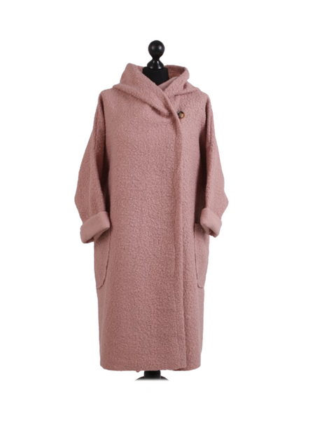 Ladies Open Front Long Woolen Hoodie Coat