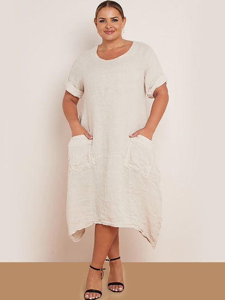 Plain Linen Lagenlook Dress